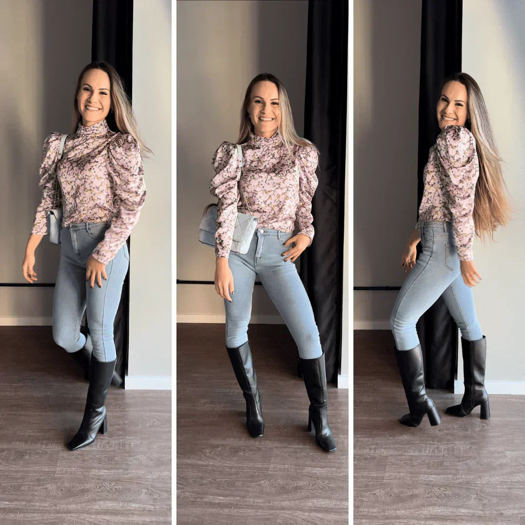 Calça Jeans Peluciada com Elastano + Meia Térmica Grátis