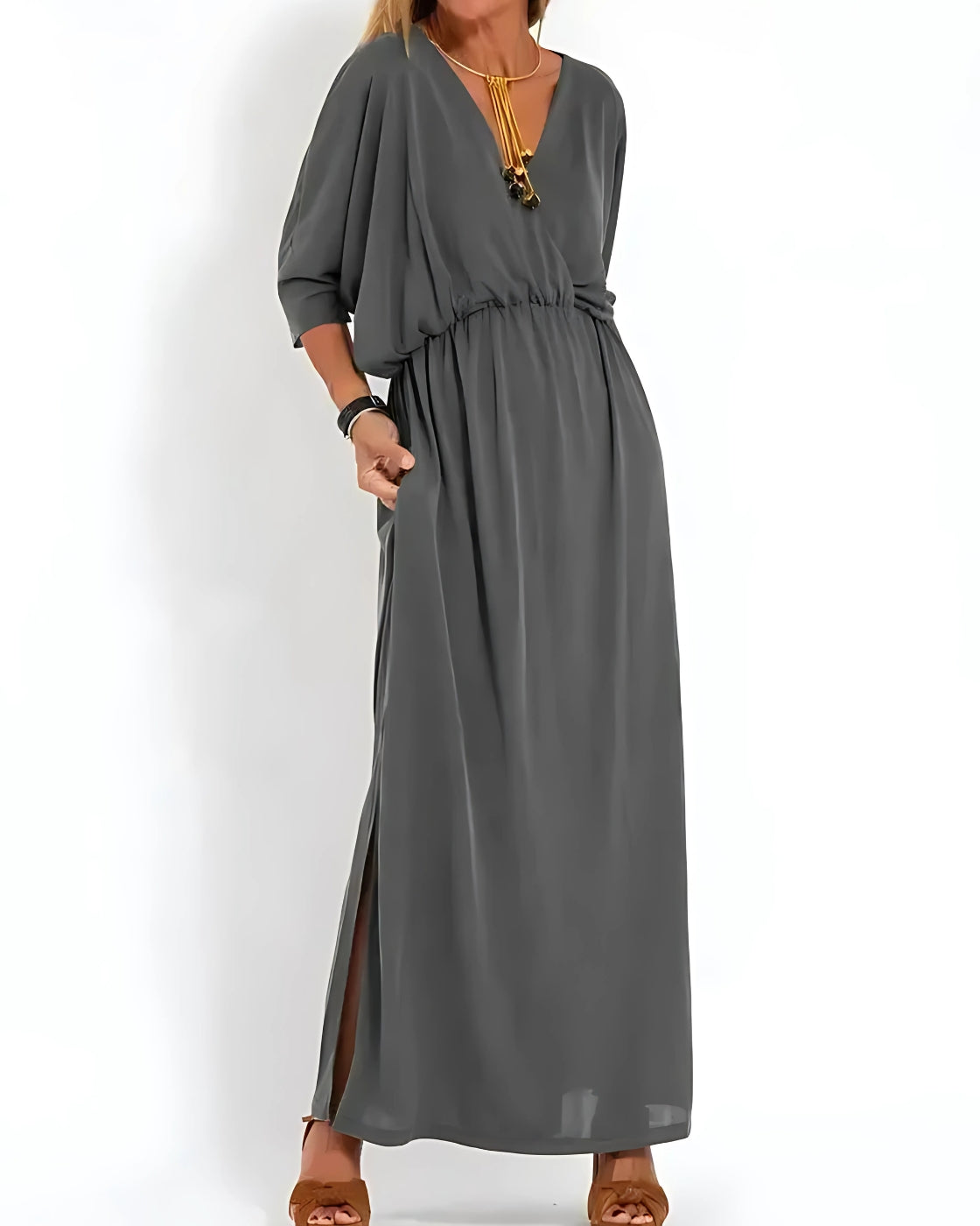 Vestido Ivy - Decote em V | Super Fresco e Solto - Vintage (Primavera 2025)